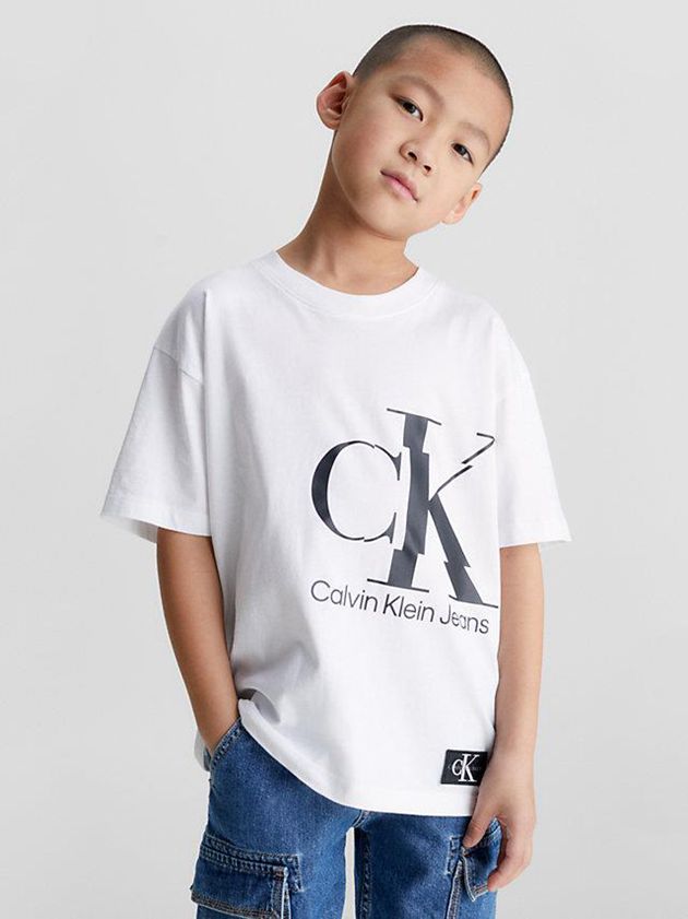 Calvin Klein USA Organic Cotton Logo Boys T-Shirt White 9714836-WT